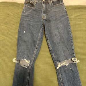 Abercrombie & Fitch Blue Straight Jeans with Distressed Details